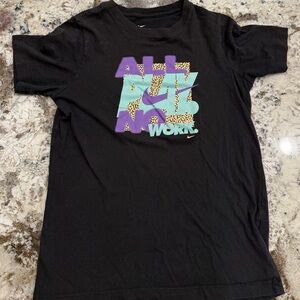 Nike Kids Black Tee with Purple and Teal Graphic